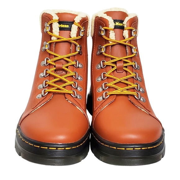 NWB Dr Martens combs leather faux fur lined combat boots rust tan waterproof - Picture 11 of 16